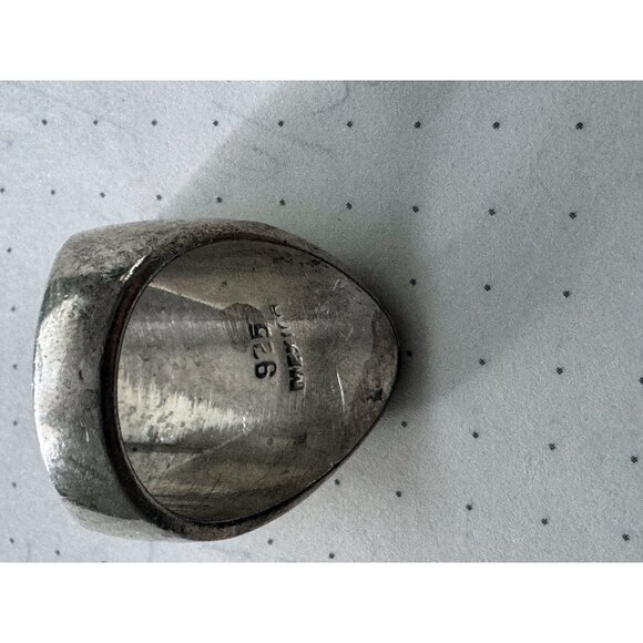 Vintage Sterling Silver Ring Lot — Turquoise, Onyx, Jasper, Modernist 4pc Bundle - Picture 14 of 15